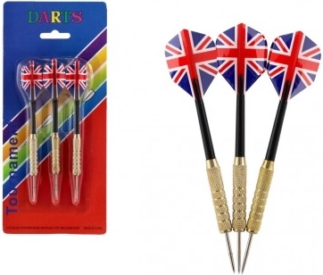 Set aruncare săgeți cu vârfuri metalice și aripi Union Jack