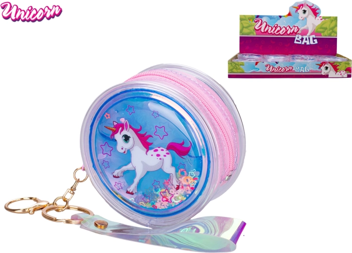 Mini geantă Unicorn cu sclipici holografic și pandantiv