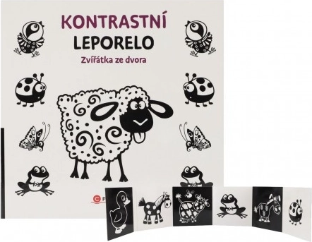 leporelo contrastant animăluțe din curte 15,5 × 15 cm pentru nou-născuți