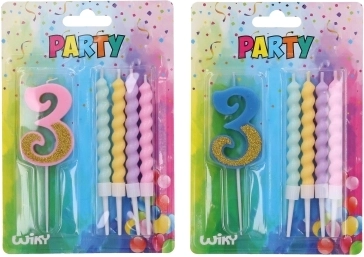 Lumânare de petrecere numărul 3 cu lumânări extra