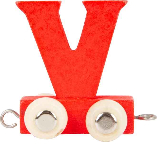 small foot trenuleț din lemn – litera V, vagon colorat
