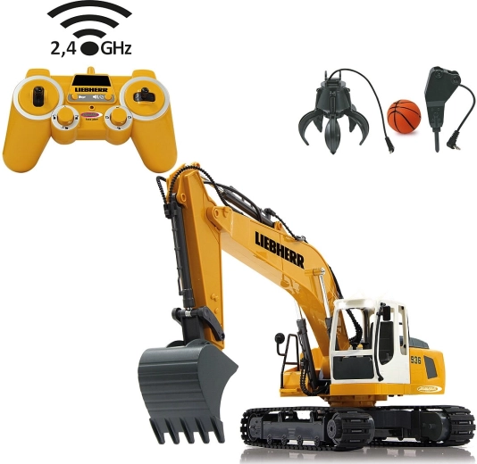 Jamara excavator pe șenile licențiat Liebherr R 936 RC 1:20 2,4 GHz cu graifer și ciocan de demolare