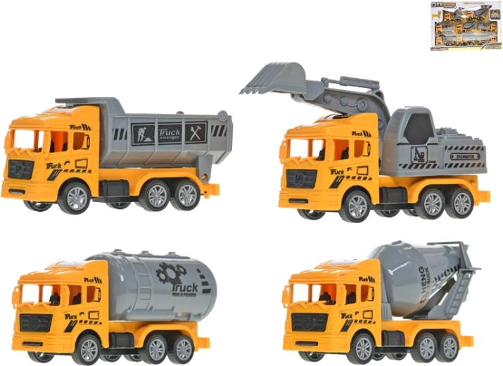 Set de vehicule de construcții cu mecanism de întoarcere 11 cm, 8 buc.