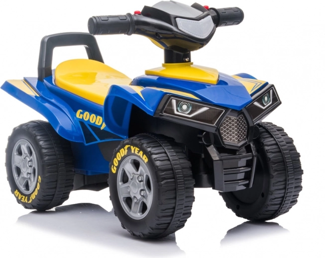 Mașinuță de împins pentru copii, tip ATV, cu lumini LED și sunete – Albastră