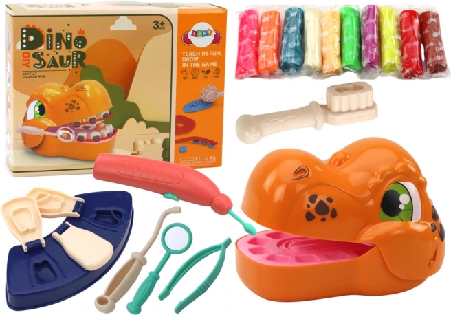 Set creativ dentist dinozaur cu plastilină și accesorii
