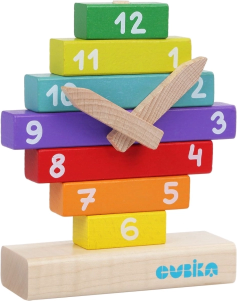 Cubika ceas cu ace magnetice – puzzle din lemn cu 10 piese