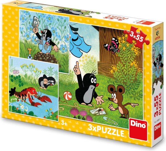 Puzzle Dino Cârtițica și chiloțeii albaștri 3×55 piese