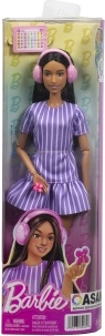 Barbie Fashionistas model în rochie mov cu dungi