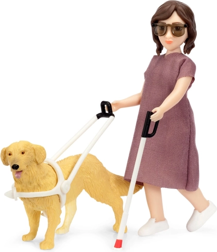 Lundby set cu păpușă nevăzătoare și câine-ghid pentru casa de păpuși