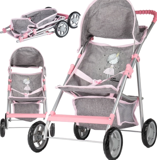 Cărucior pentru păpuși Little Princess Grey