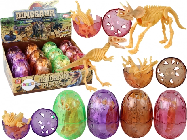 Ou de dinozaur deschizibil cu schelet – 9 cm, 4 culori