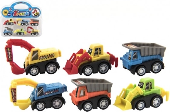 Set mini utilaje de construcții, 6 bucăți în blister, 5 cm