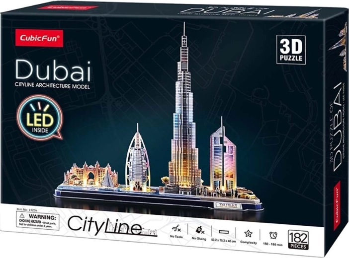 Puzzle 3D luminos panoramic Dubai CityLine de la CUBICFUN, 182 piese