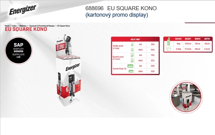 Stand pentru baterii ENERGIZER 60 cm