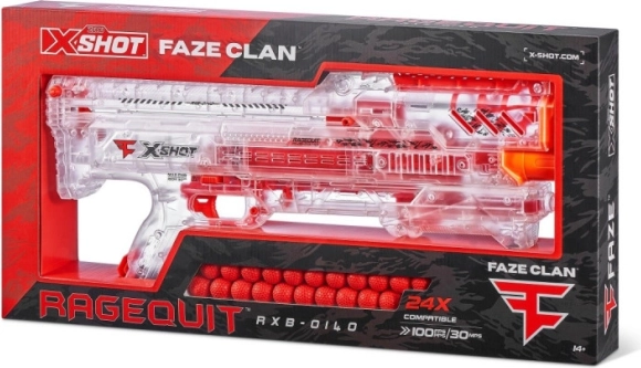X-Shot FAZE CLAN Ragequit Round blaster transparent pentru bile din spumă