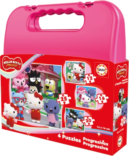 Educa puzzle progresiv în valiză Hello Kitty 4v1 (12–25 piese)