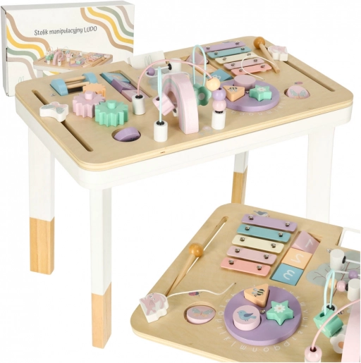 Măsuță Montessori de activități LULILO LUDO, roz pastel