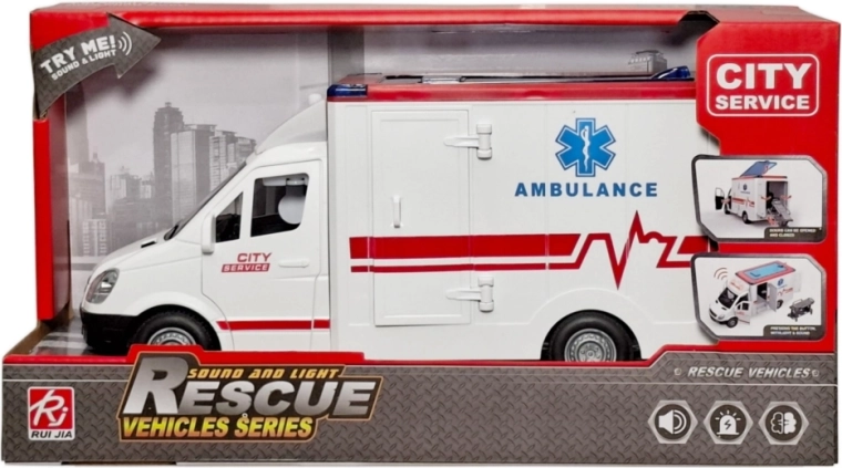 Ambulanță de salvare pentru copii cu lumină și sunet - 1 buc