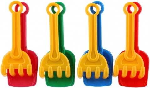 Teddies set pentru nisip – lopățică și greblă (mix de culori)