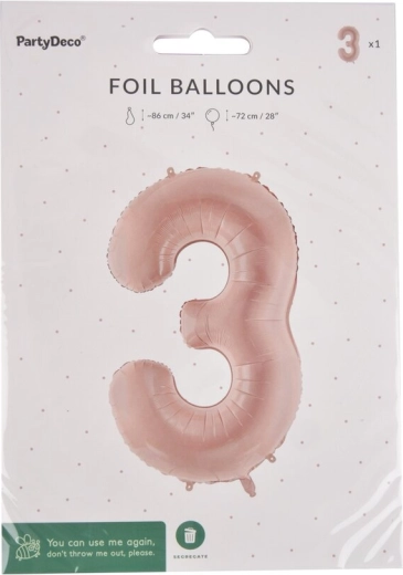 Balon din folie numărul 3, bej, 72 cm