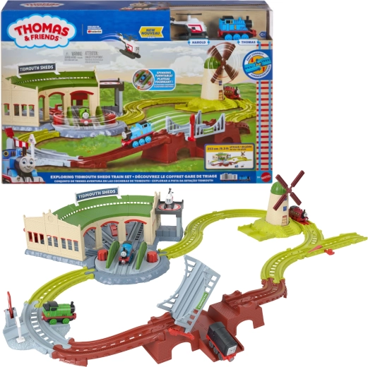 Fisher-Price Thomas & Friends set de șine Depoul Tidmouth 253 cm cu Thomas și Harold