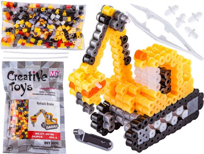 Mărgele termocolante 3D – excavator cu ciocan demolator (punguță) - 1 bucată