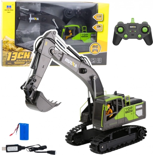 Excavator pe șenile RC HUINA 1:18 verde