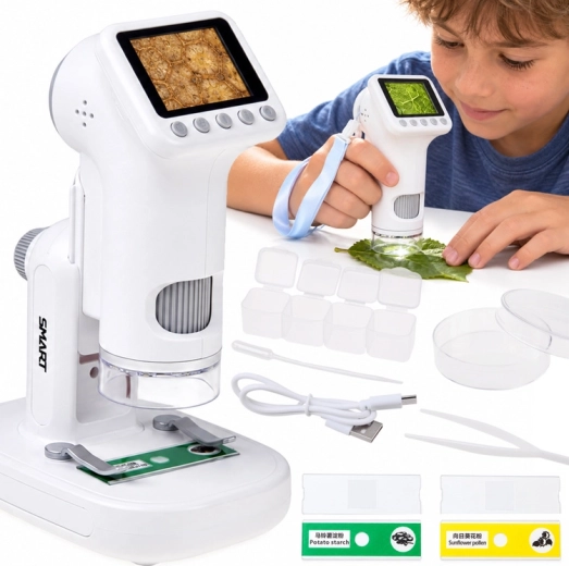 Microscop digital pentru copii cu afișaj LCD și mărire de până la 1600×