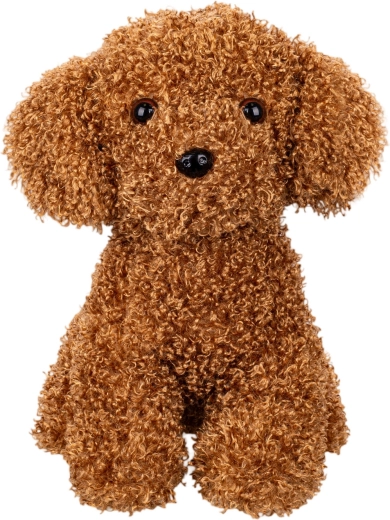 Câine de pluș creț, în poziție șezândă, 30 cm