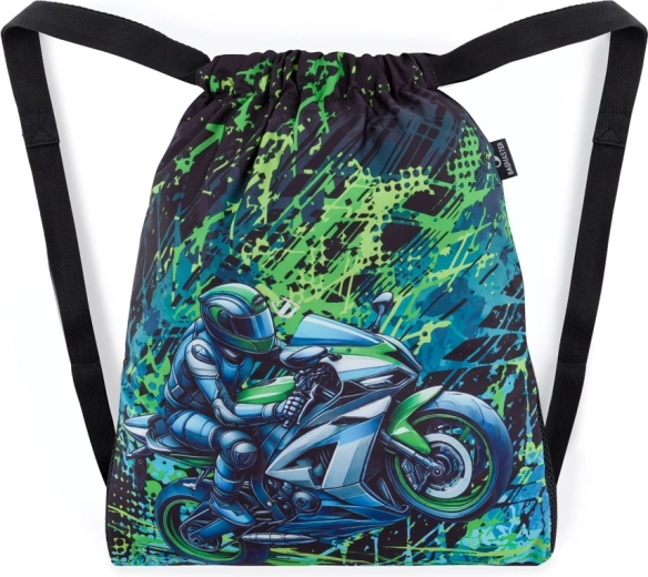 Bagmaster sac școlar pentru încălțăminte de schimb și educație fizică, cu motiv de motocicletă