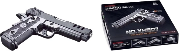 Pistol pentru copii cu bile, cu efect luminos, în cutie