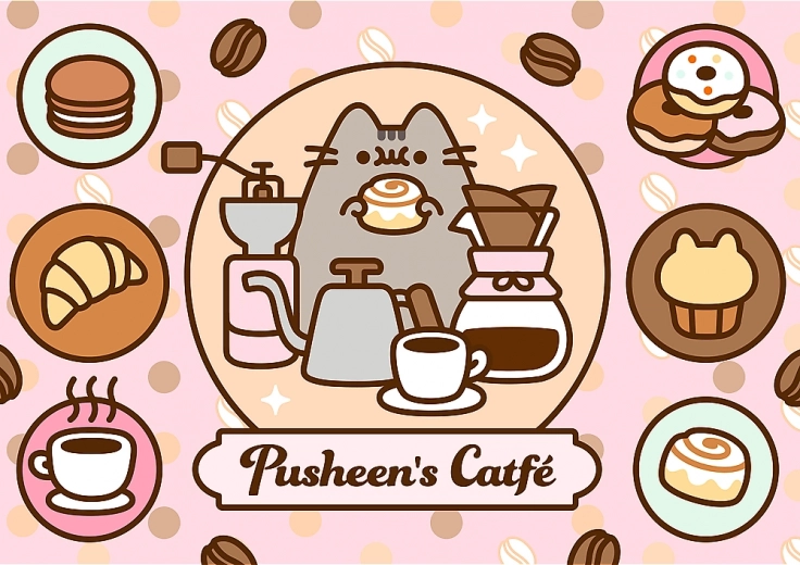 Puzzle 500 piese – PUSHEEN la cafenea Trefl