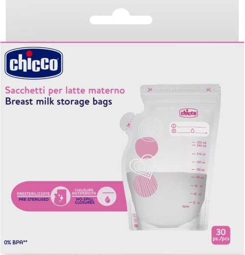 Chicco pungi pentru lapte matern 250 ml, 30 buc