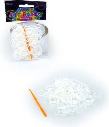Set de elastice albe pentru împletit brățări – 250 buc.