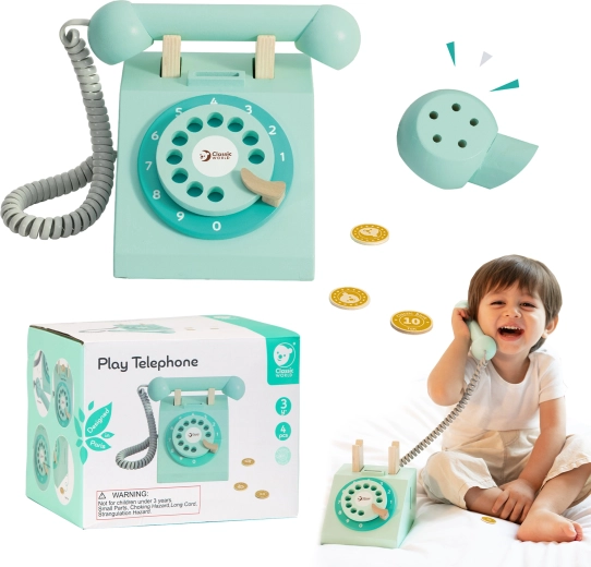 Telefon vintage din lemn pentru copii Classic World