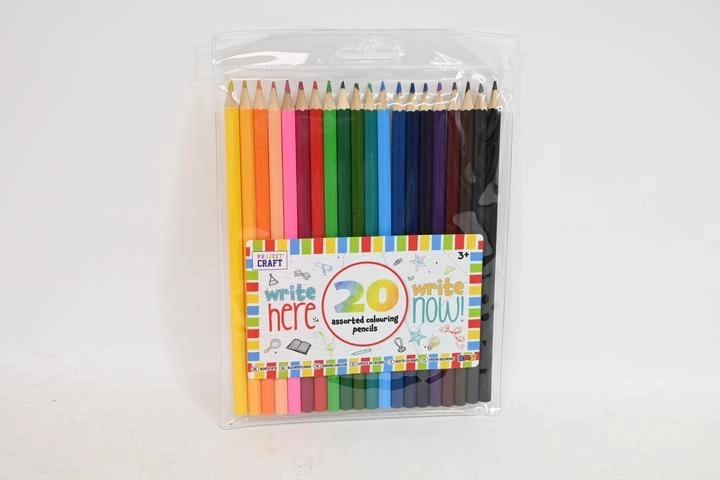 Set de 20 de creioane colorate din lemn în husă