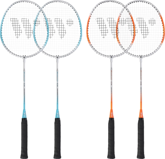 Set de rachete de badminton Wish Steeltec pentru joc recreativ (4 rachete, 3 fluturași, husă)