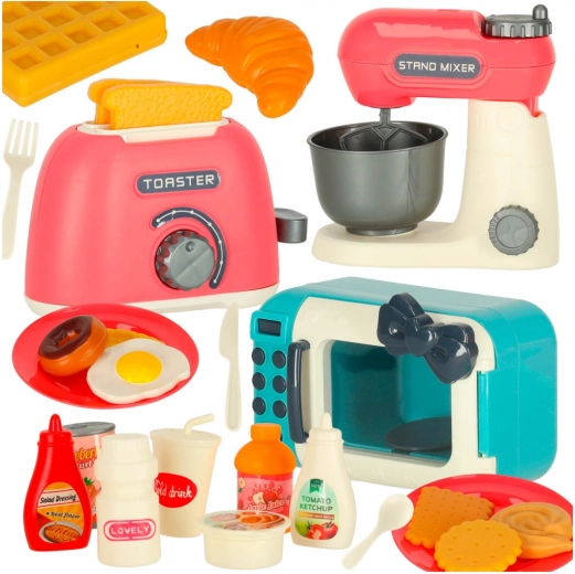 Set de bucătărie pentru copii cu cuptor cu microunde, prăjitor de pâine și mixer