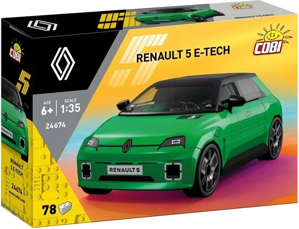 Cobi Renault 5 E‑Tech Electric model verde din cuburi