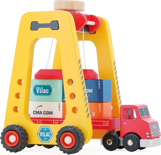 Vilac macara magnetică din lemn pentru containere cu camion