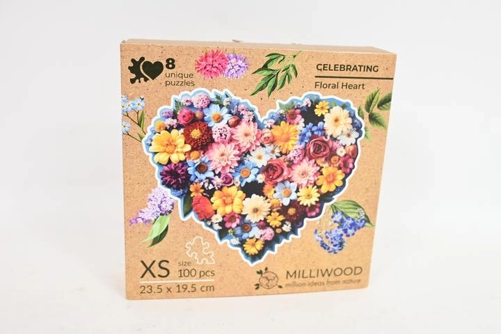 Puzzle din lemn Milliwood inimă florală Celebrating
