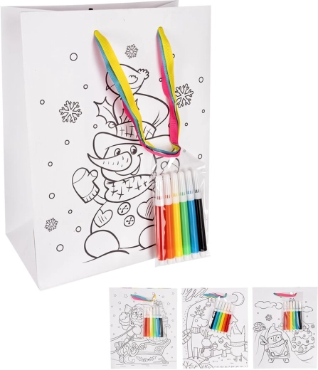 Pungă cadou din hârtie de colorat cu markere 18 × 10 × 23 cm (mix de modele)