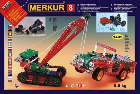 set de construcție Merkur 8 – 130 modele, 1405 piese, 5 straturi