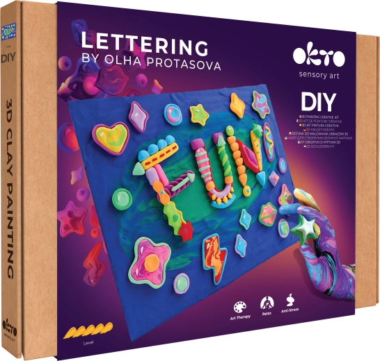Set artistic Okto Lettering pentru pictură cu pastă Fun 30 × 40 cm