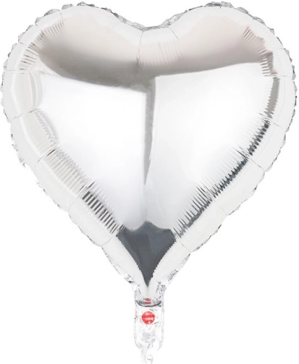 Balon din folie în formă de inimă, argintiu, 45 cm