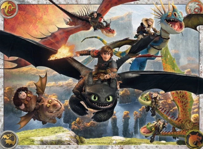 Puzzle Ravensburger Cum să îți dresezi dragonul: Dragonii buni XXL 150 piese