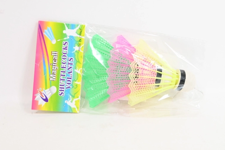 Fluturași de badminton neon – set 3 buc. (galben, roz, verde)