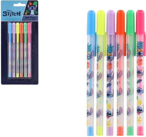 Set de pixuri cu gel Disney Stitch - 6 bucăți