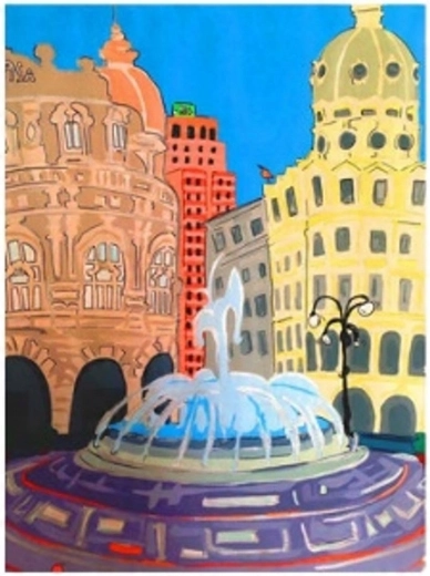 Norimpex Pictură pe numere Fântână în piață 40 × 50 cm