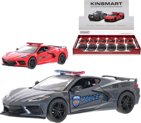 Kinsmart model auto metalic Corvette 2021 – servicii de urgență 1:36 - 1 bucată